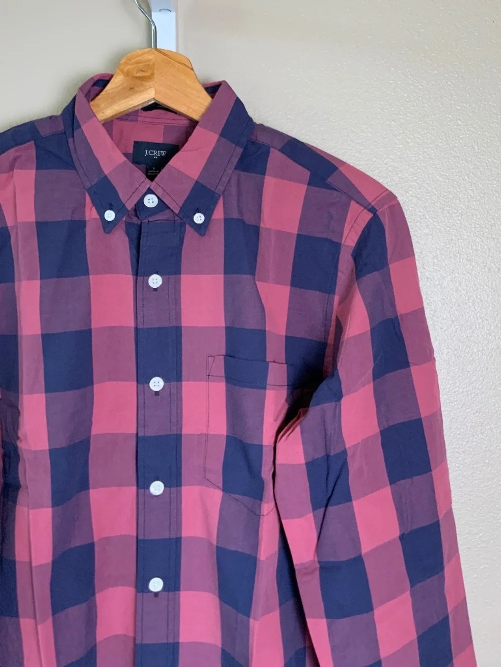 J. Crew Factory Gingham Buffalo Check Slim Washed Button Down Oxford Shirt